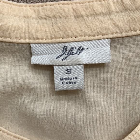 J. Jill pale yellow 100% cotton blouse button front 3/4 sleeves size S - Picture 4 of 9